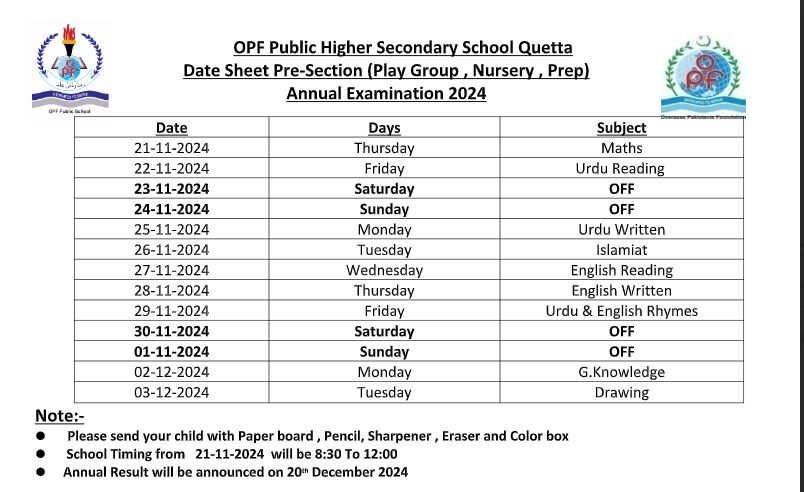 Pre Section Final Term Exam 2024